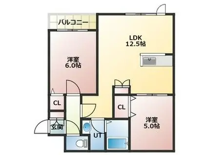 ランドシャフト33(2LDK/1階)の間取り写真