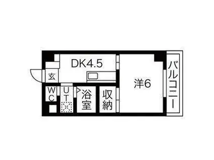 プラザ鹿野(1DK/4階)の間取り写真