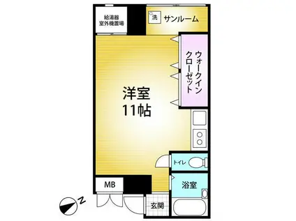 5路線可 浅草駅ウォークインクローゼット有 フルリフォーム済 最上階(ワンルーム/4階)の間取り写真