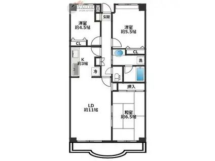 オリオンプラザ相模大野(3LDK/1階)の間取り写真