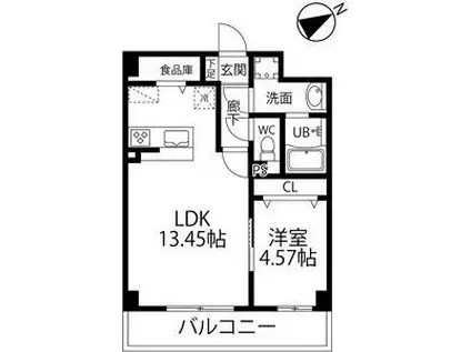 ウルフィエスタ徳川(1DK/3階)の間取り写真