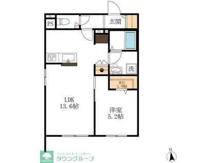 GRAND MERE KAWANA(1LDK/1階)の間取り写真