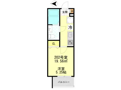 シーエフジオーレ大師東門前(1K/2階)の間取り写真