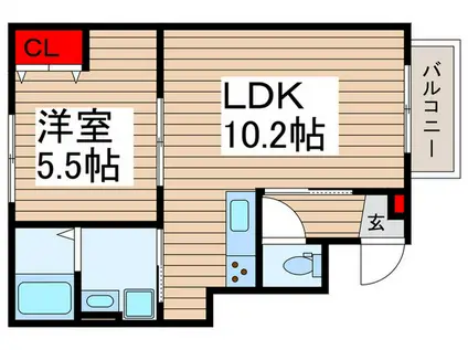 ルーチェ南逆井(1LDK/1階)の間取り写真