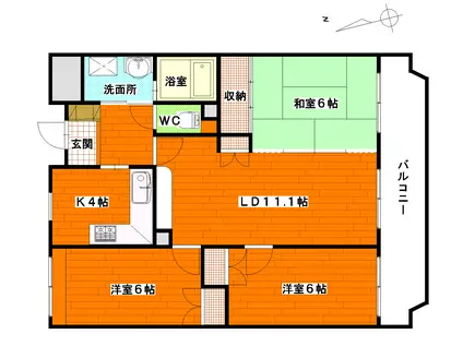 ブリリアンドゥメール(3LDK/5階)の間取り写真