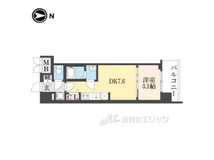 プレサンス京都東寺(1DK/6階)の間取り写真
