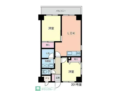 大倉山エステハイム第6(2LDK/2階)の間取り写真