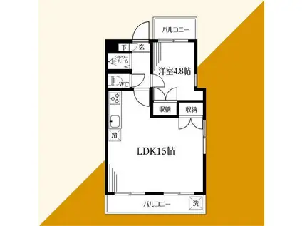 PREMIUM SPACE上北沢(1LDK/3階)の間取り写真
