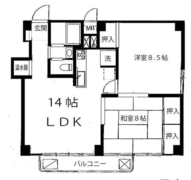 ヴェラハイツ赤坂新坂町(2LDK/2階)の間取り写真
