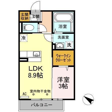 セジュール南仙北(1LDK/2階)の間取り写真
