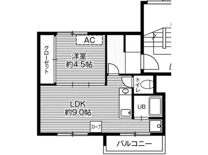 ビレッジハウス福住1号棟(1LDK/2階)の間取り写真