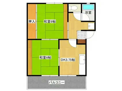 タナカハウスIII(2DK/1階)の間取り写真