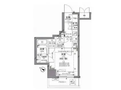 パレスデュティオ文京根津(1K/6階)の間取り写真