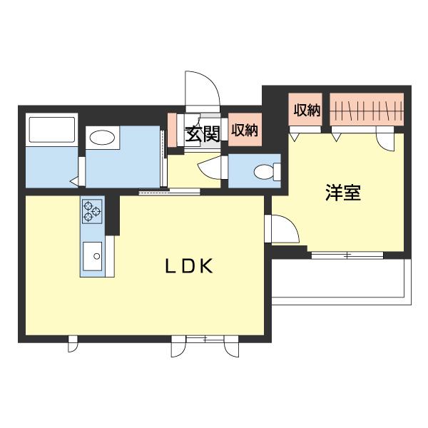 ベレオクシモト(1LDK/3階)の間取り写真