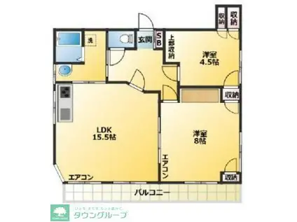 平林ビル(2LDK/2階)の間取り写真