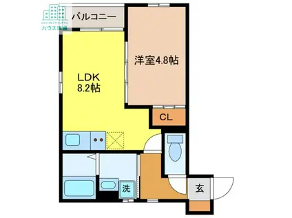 RESIDENCE戸石(1LDK/2階)の間取り写真