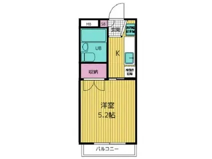 カーサ島田(1K/2階)の間取り写真