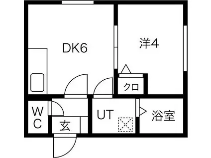 プロスペリティ(1DK/3階)の間取り写真