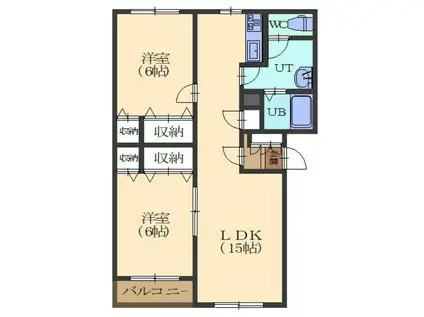 MハウスIII(2LDK/3階)の間取り写真