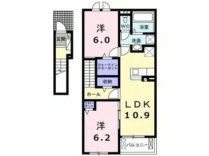 サンセール III(2LDK/2階)の間取り写真