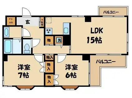 ベルメゾン千歳台(2LDK/3階)の間取り写真