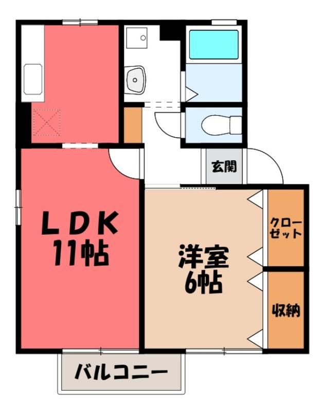 高崎グリーンハイツVA(1LDK/2階)の間取り写真