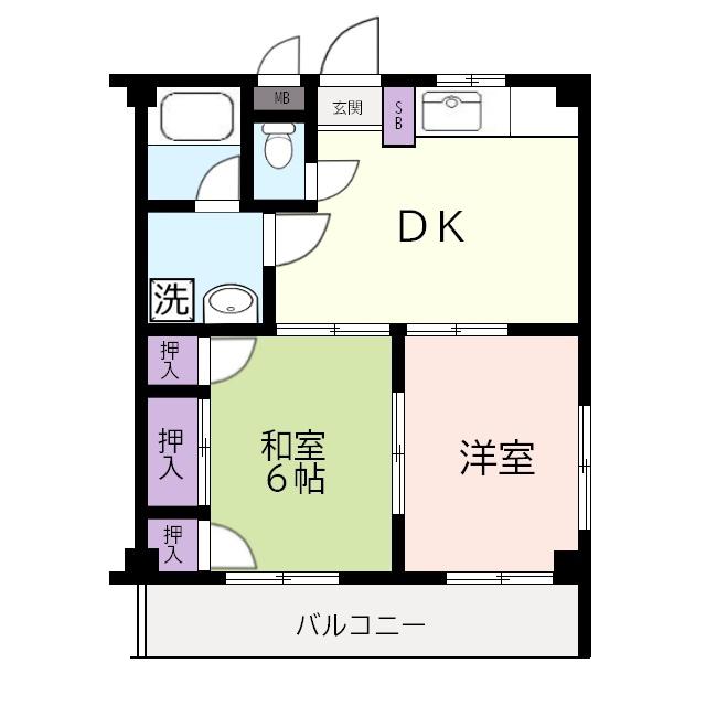 岡部マンション(2DK/2階)の間取り写真