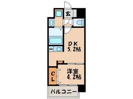 アブレスト野間(1DK/3階)の間取り写真