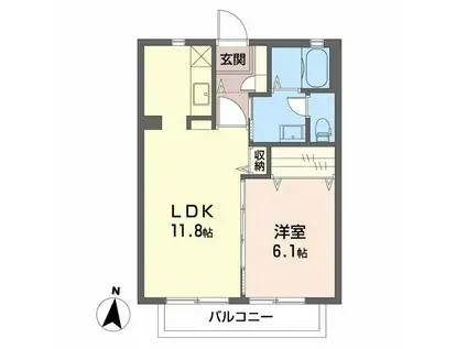 シャンドメール(1LDK/2階)の間取り写真
