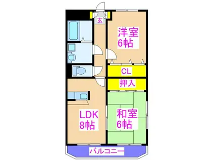 サンシティ赤池(2LDK/5階)の間取り写真