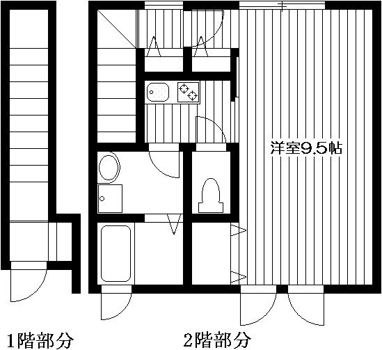 POIREOYAMADAI(1K/2階)の間取り写真