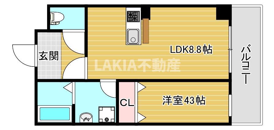 THE COLOR RESIDENCE(1LDK/3階)の間取り写真