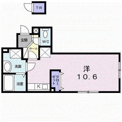 プレリュード(ワンルーム/1階)の間取り写真