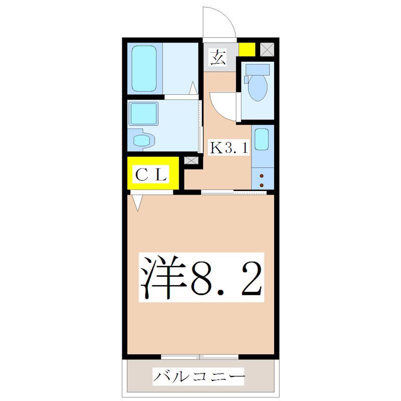 フリーディオ荒田(1K/1階)の間取り写真