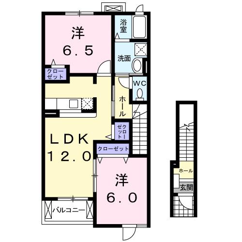 ボンボニエールA棟(2LDK/2階)の間取り写真
