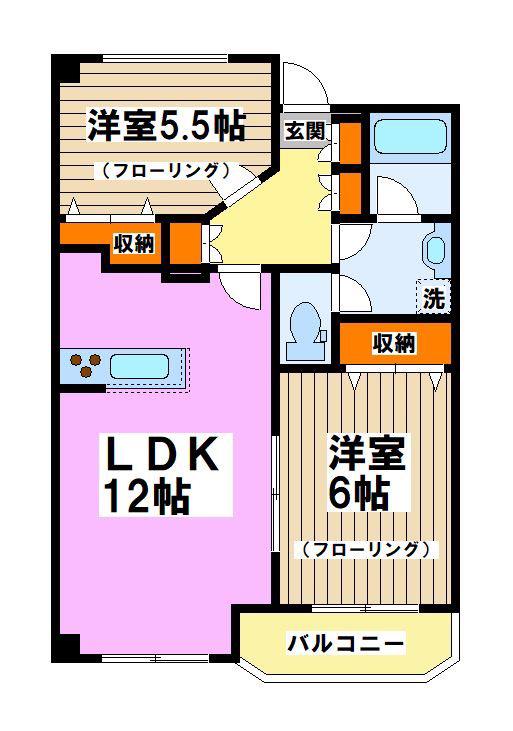 ラベンダーテラス(2LDK/2階)の間取り写真
