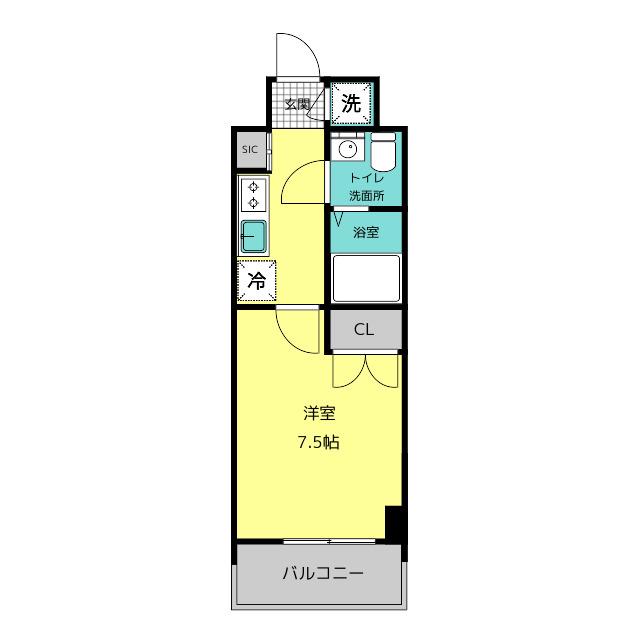 CLUB ORIENT NO.70 HARBOR サウス TOWE(1K/6階)の間取り写真