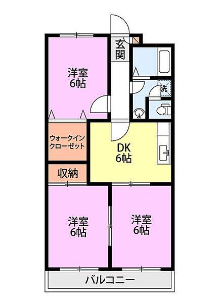 グランデ住吉B(3DK/2階)の間取り写真
