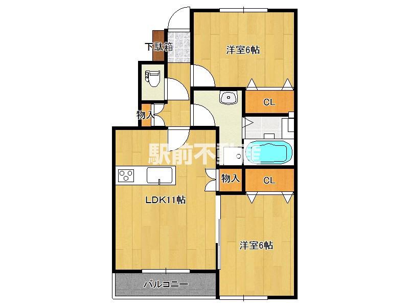 EREN柳川(2LDK/1階)の間取り写真