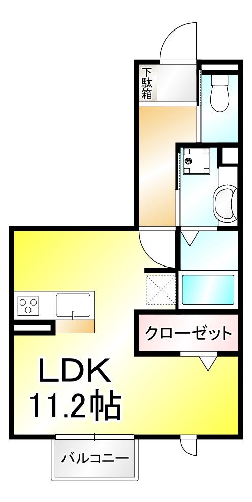 レジデンスフラワーII(1K/1階)の間取り写真