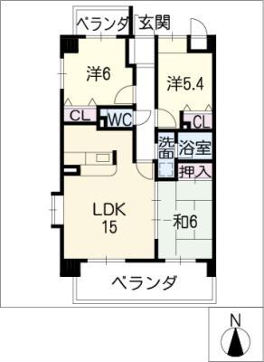 クレアーレ浅井(3LDK/8階)の間取り写真