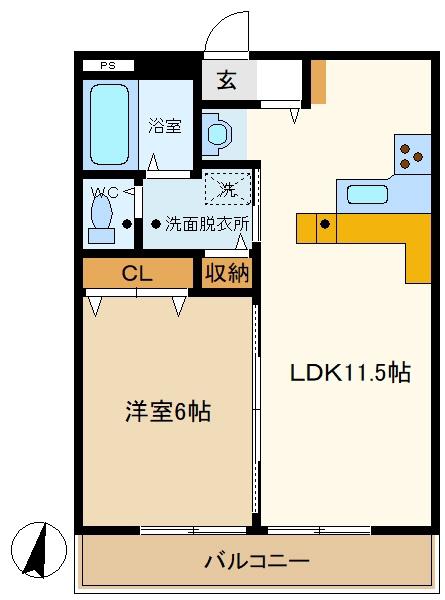 山口マンション(1LDK/2階)の間取り写真