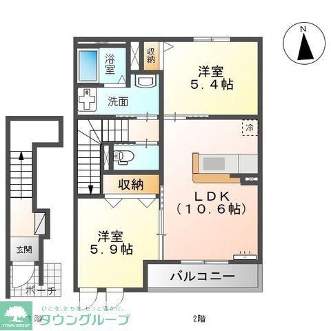 SUNNYWELL HAYANO(2LDK/2階)の間取り写真