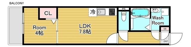 ALEGRIA CASA 松原(1DK/3階)の間取り写真