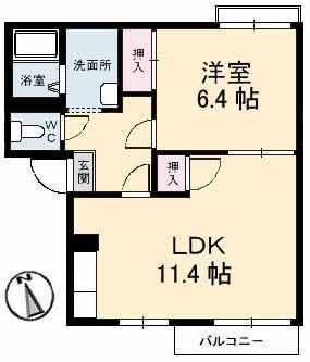 リベラ寺井A(1LDK/2階)の間取り写真