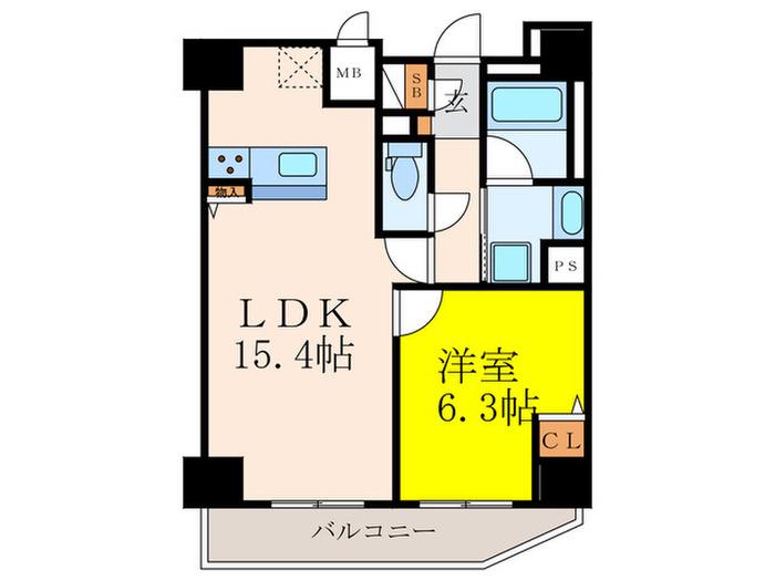 エタニティ江坂(1LDK/9階)の間取り写真
