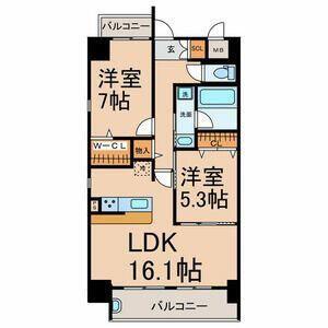 KAMEZIMA RESIDENCE(2LDK/9階)の間取り写真