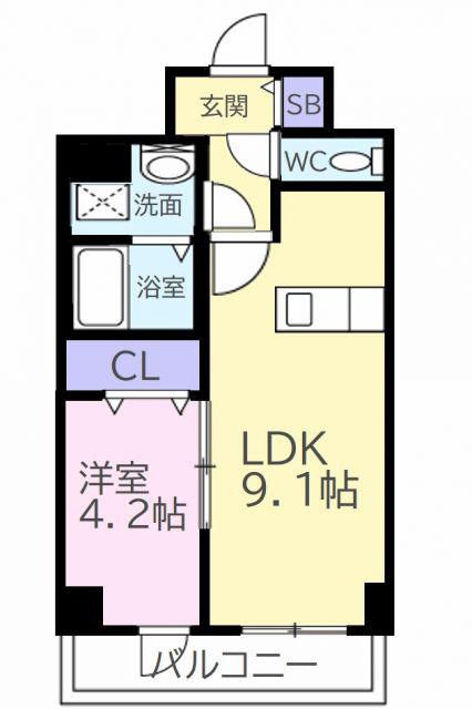 メゾン材木町(1LDK/5階)の間取り写真