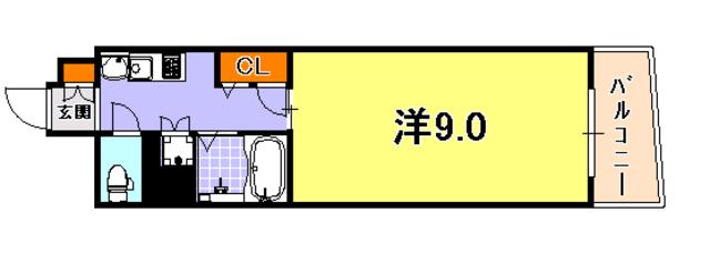 アスヴェルみなと元町OCEANFRONT(1K/6階)の間取り写真