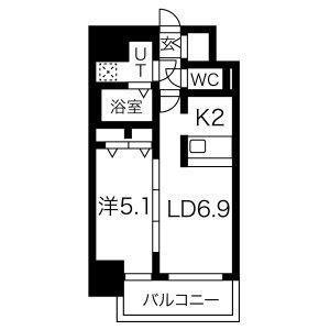 メイクス熱田神宮(1LDK/8階)の間取り写真